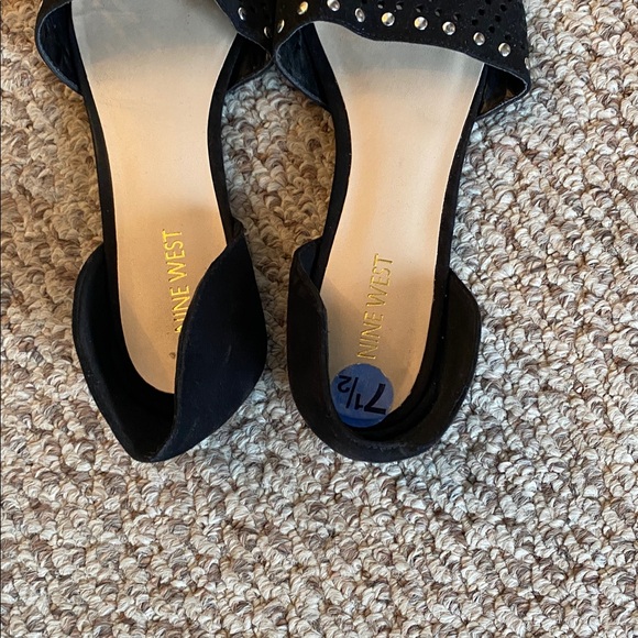 Nine West Black Cutout Flats with Stud Accents - Picture 3 of 4